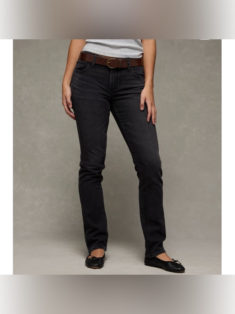 American Eagle Next Level High-Waisted Straight-Leg Jean Black Size 4 Long